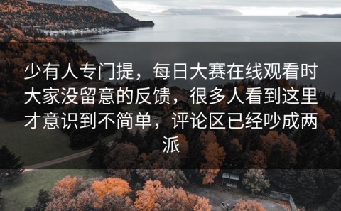 少有人专门提，每日大赛在线观看时大家没留意的反馈，很多人看到这里才意识到不简单，评论区已经吵成两派