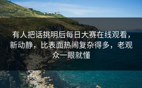 有人把话挑明后每日大赛在线观看，新动静，比表面热闹复杂得多，老观众一眼就懂