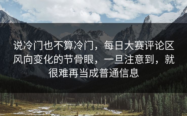 说冷门也不算冷门，每日大赛评论区风向变化的节骨眼，一旦注意到，就很难再当成普通信息